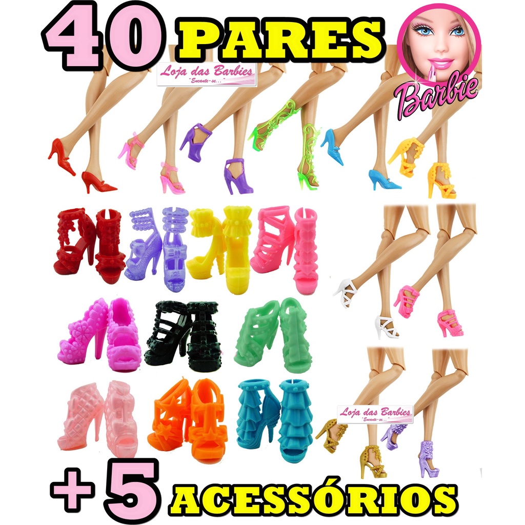 Kit Atacado 5 Calças / Blusas + 5 Sapatos Para Boneca Barbie