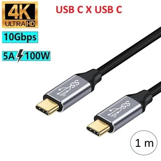 Cabo Dados Carga Rápida Usb C Thunderbolt 3 Suporte 4k @60 Hz 100W 5A USB 3.1 Gen 2 1m