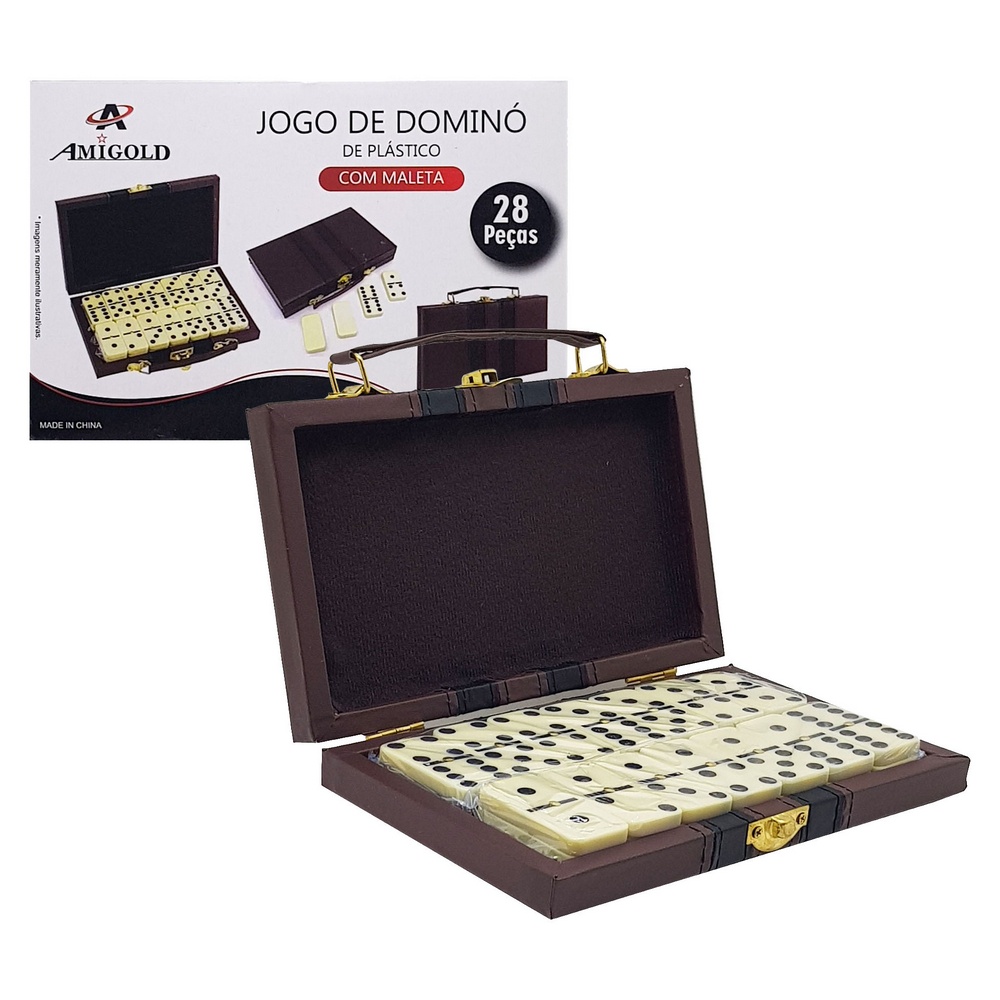 Jogo De Domino Profissional Osso Maleta C/ Fecho 10mm