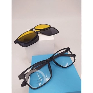 Armação de Óculos Clipon Masculino 2 Lentes Grau + Sol Quadrado Estiloso Presentegod CM166