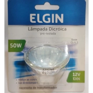 Lâmpada Dicróica Halógena 50w 12v base GU5,3 - MR16 ELGIN BIPINO