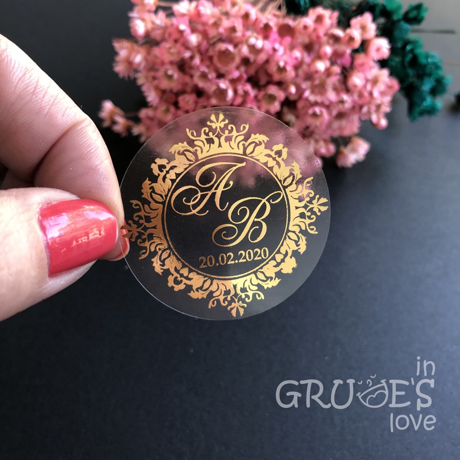 Adesivos Transparente Impressão Dourado Metalizado