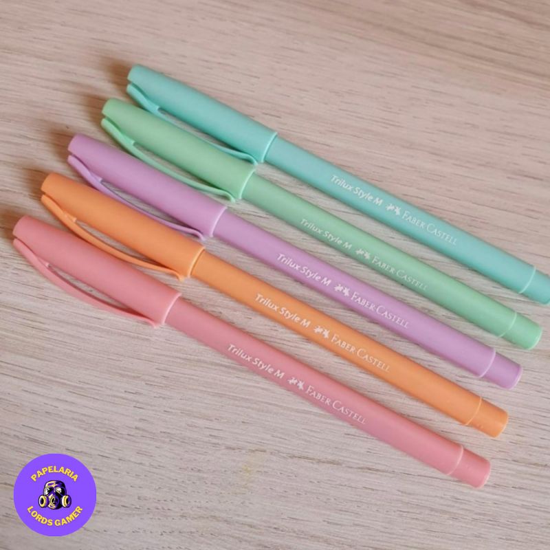 Caneta Esferográfica Trilux Style Colors Pastel 5 UN Faber Caneta Esferográfica Trilux Style Colors Pastel 5 UN Faber