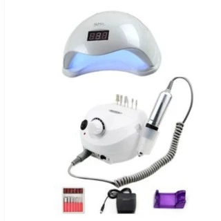 Kit Cabine Sun 5 Led Uv 48w unha + Motor Porquinho Lixadeira de Unhas Elétrica Profissional MAKE UP CITY