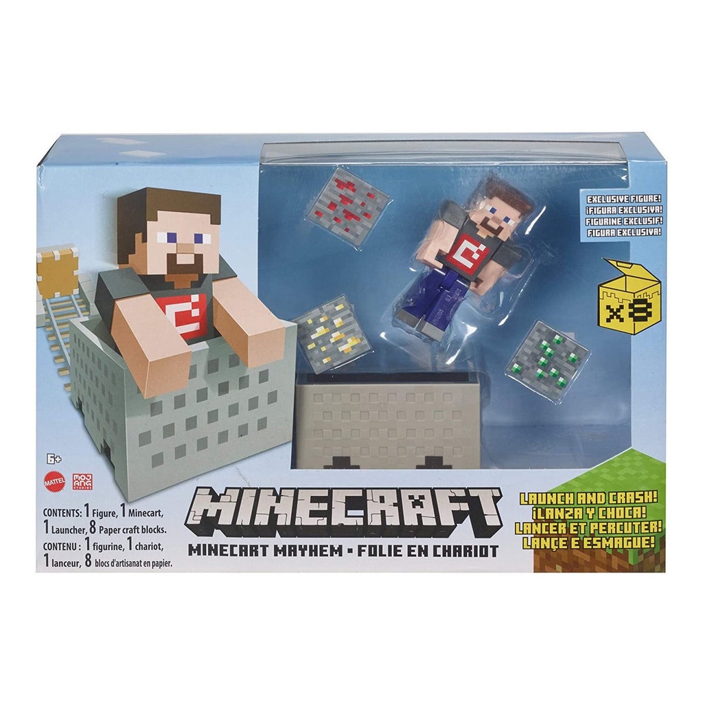 Conjunto Minecraft - Papercraft - Minecart - Multikids