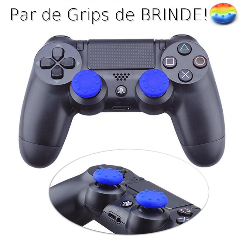 Controle Sem Fio Dualshock 4 Jet Black PS4 + Par de Grip de BRINDE ...