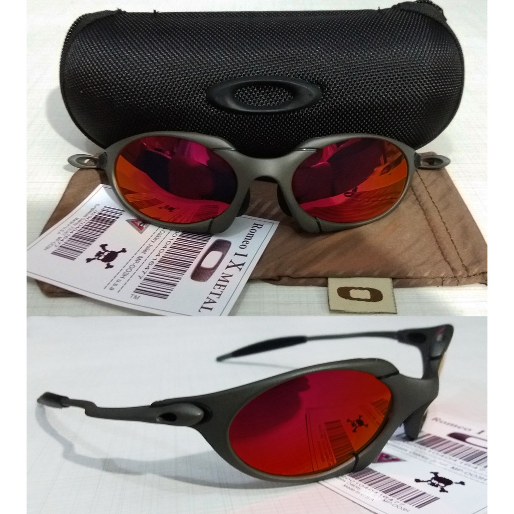 Oculos Romeo 1 Xmetal Lente Vermelha Red Fire Polarizada + Case Porta oculos