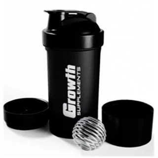 Coqueteleira 3 Compartimentos - Preta - 600ml - Growth Supplements (Acompanha Mix Ball) (Livre de BPA)