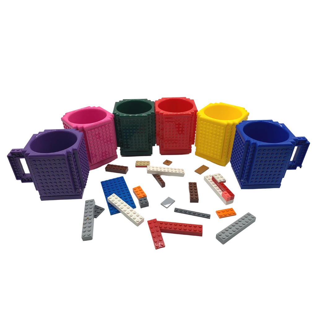 Conjunto Com 03 Canecas Lego /copo Lego/ Bloco De Montar /caneca Brinquedo Lego