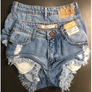 SHORT DEGRANT CÓS ALTO JEANS MÉDIO AMASSADO TAMANHO 44