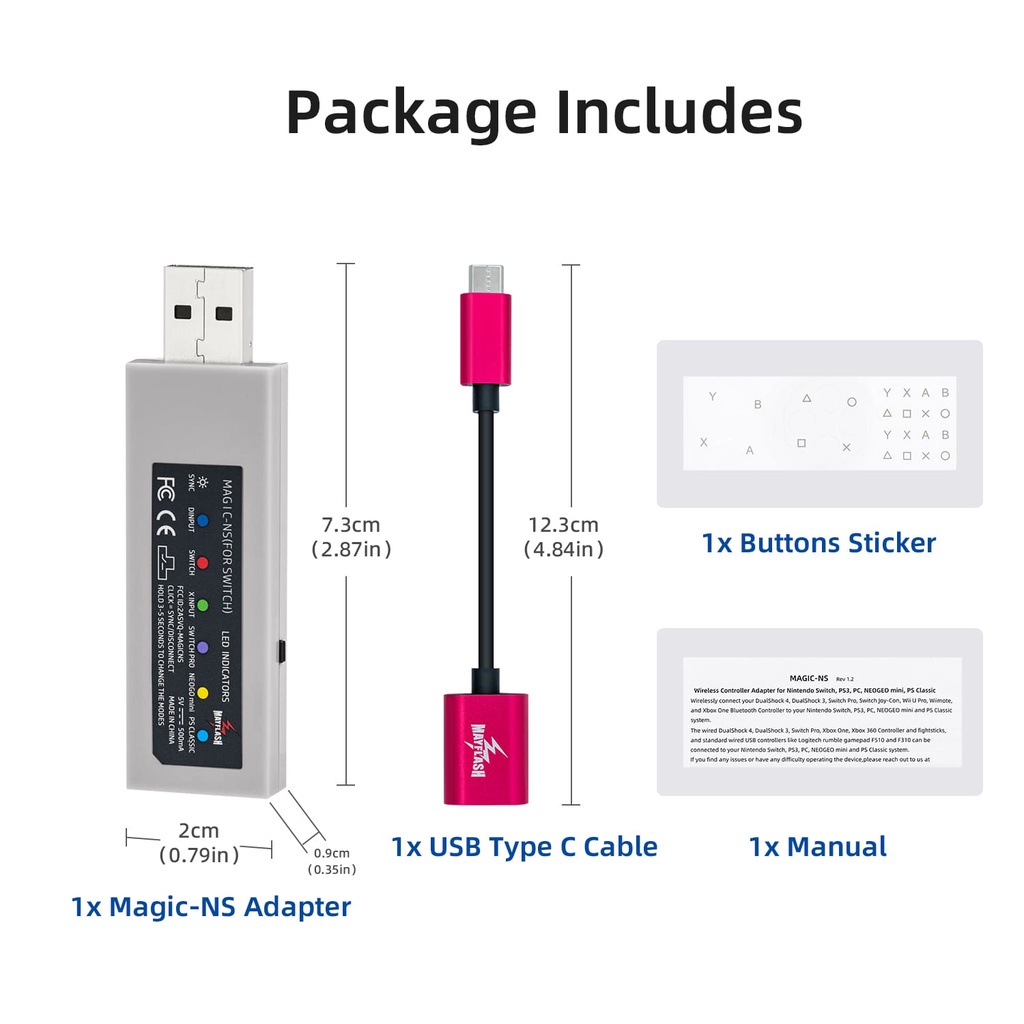 Mayflash Adaptador de Controle Sem Fio para Switch 2/Switch/PS3/PC