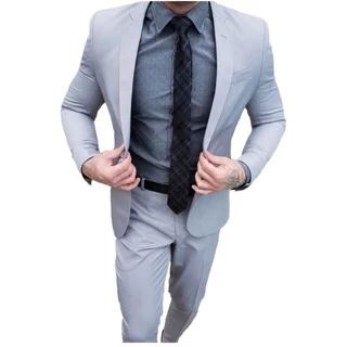 Terno Slim Masculino Completo Cinza Claro - Paleto+calça+barato!!