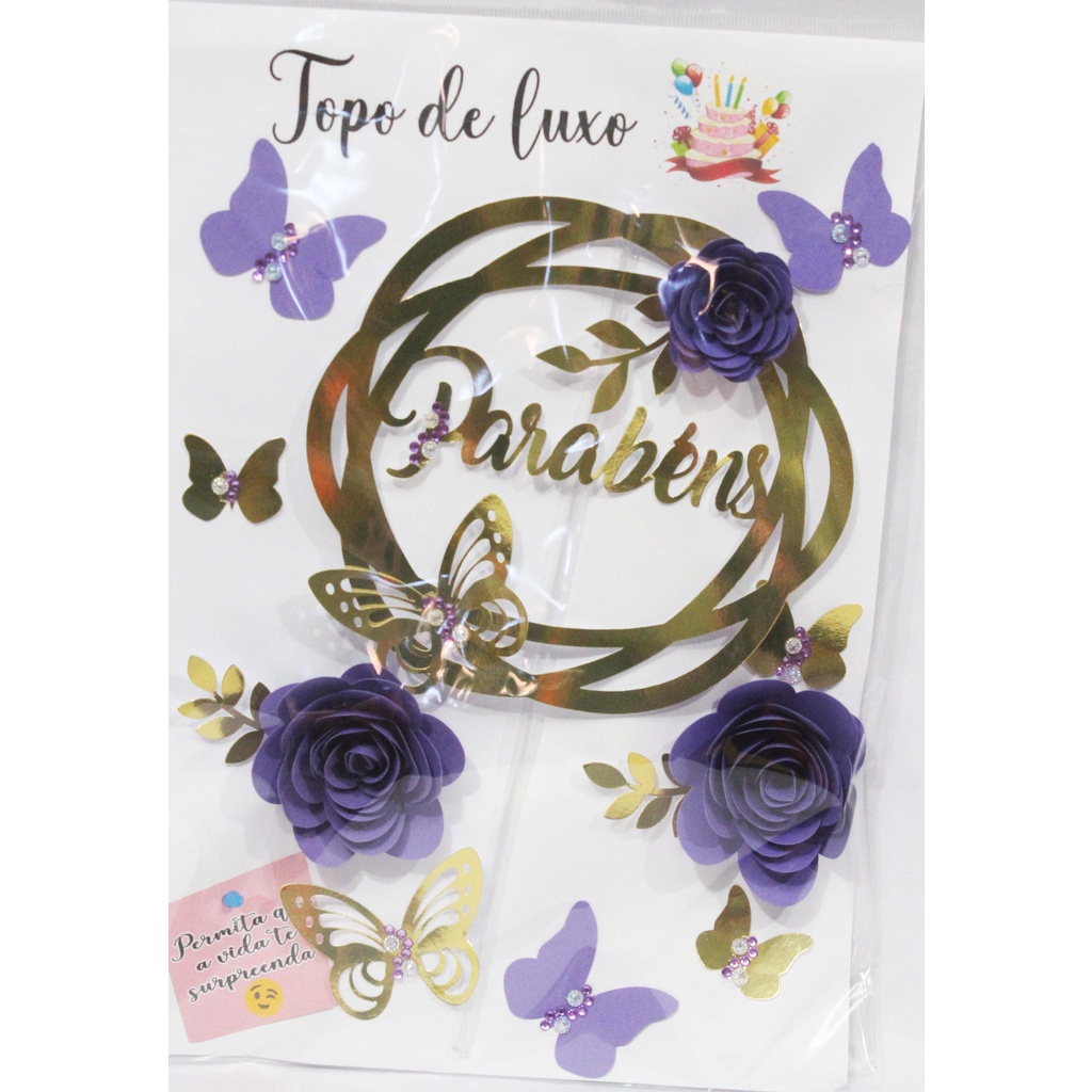 11 Pedaços Roxo Bolo de Borboleta Toppers Feliz Aniversário Metálico Ouro  Feliz Aniversário Bolo Toppers Borboleta Bolo de Aniversário Toppers Bolo