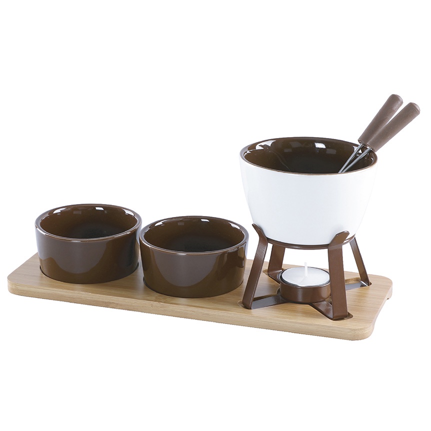 Conjunto Para Fondue Lier 8 Peças Base De Bambu Hauskraft