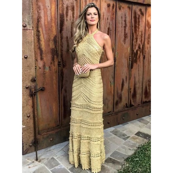 Vestido De Crochê Longo | Shopee Brasil