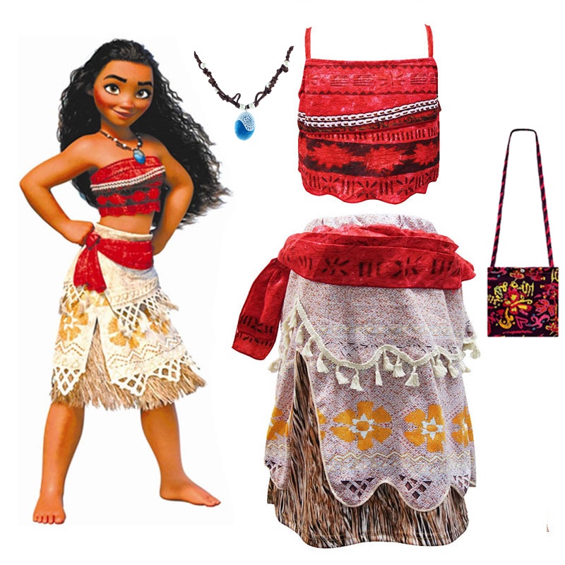 Vestido Infantil Feminino 3-10 Anos Pacahontas Filme Moana Fantasia De Halloween