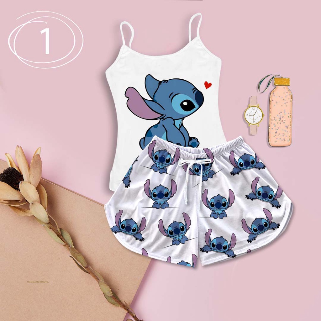 Pijama Stitch AD 100% Algodão Antialérgico A Pronta Entrega