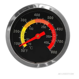 Termômetro Analógico Inox Até 400°C para Churrasqueira a Bafo Forno Pizza Defumador Tambor Sem Pilha 52mm