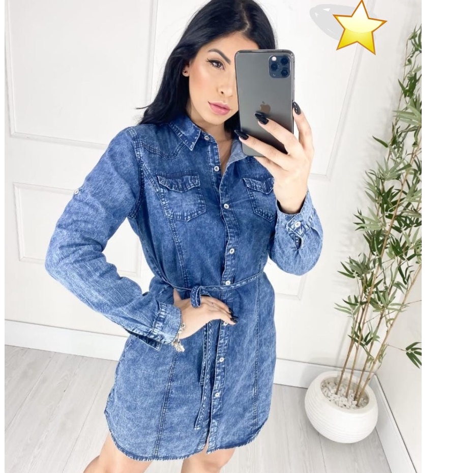 Vestido camisão hot sale jeans feminino