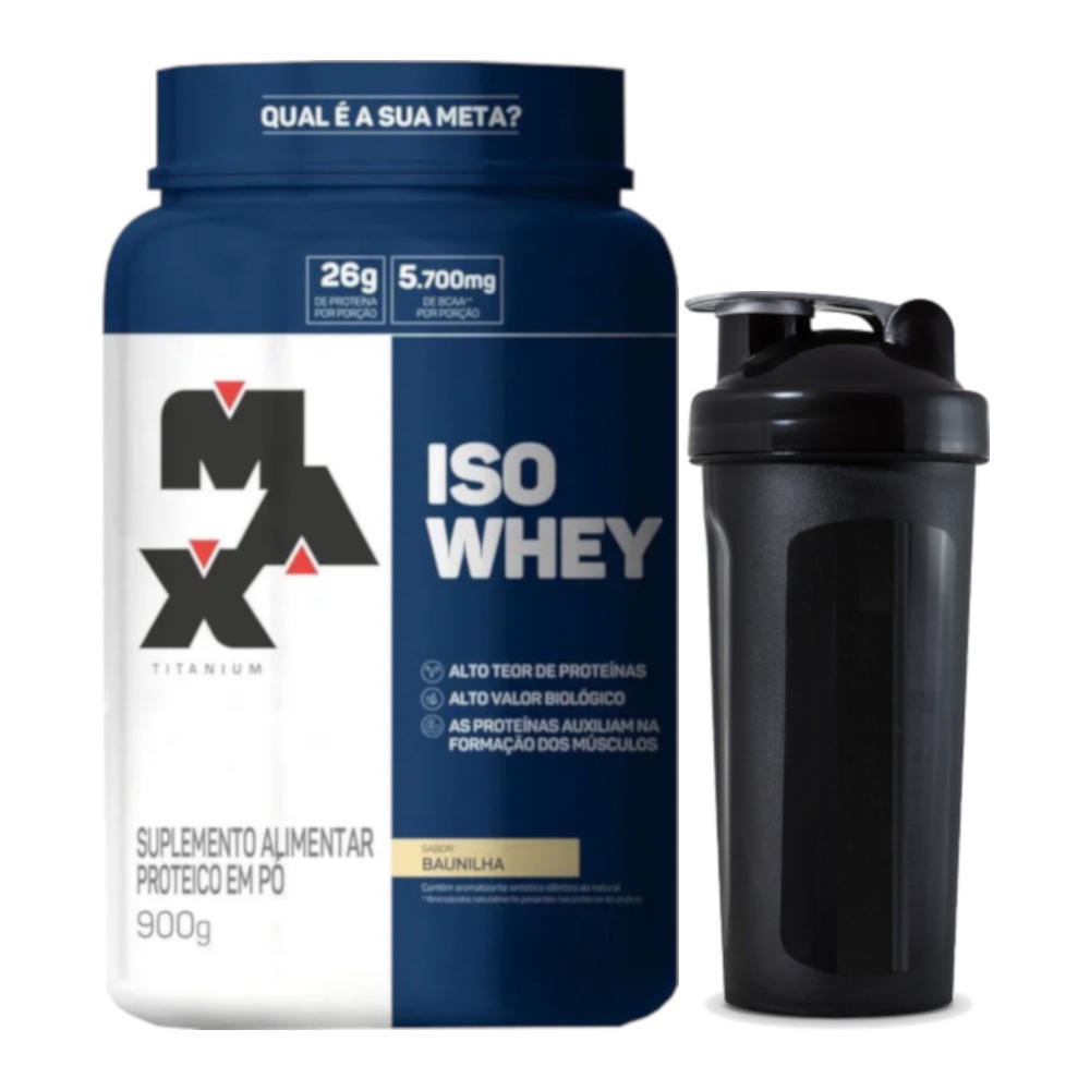 Whey Protein Isolado Max Titanium Iso Whey 900g + (Coqueteleira)