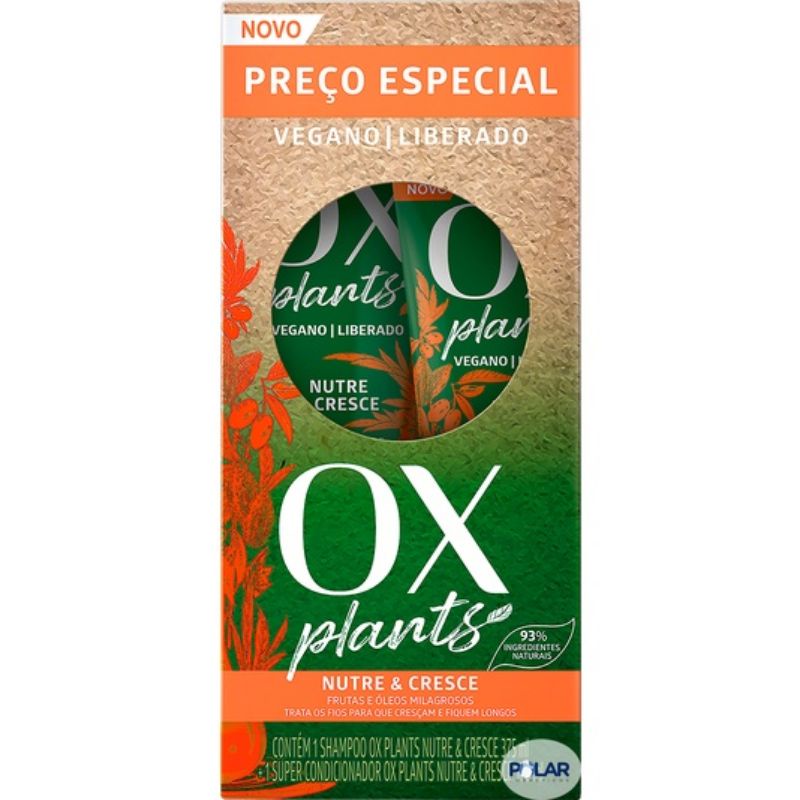 Shampoo Ox Plants + Condicionador Nutre e Cresce Vegano Shopee Brasil