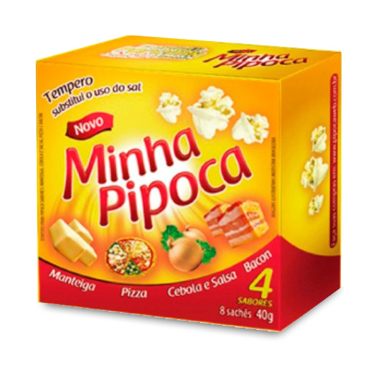 Temperos Popcorn Sachês 5g - Minha Pipoca - 8 Sachês (Bacon, Cebola e Salsa, Manteiga e Pizza)