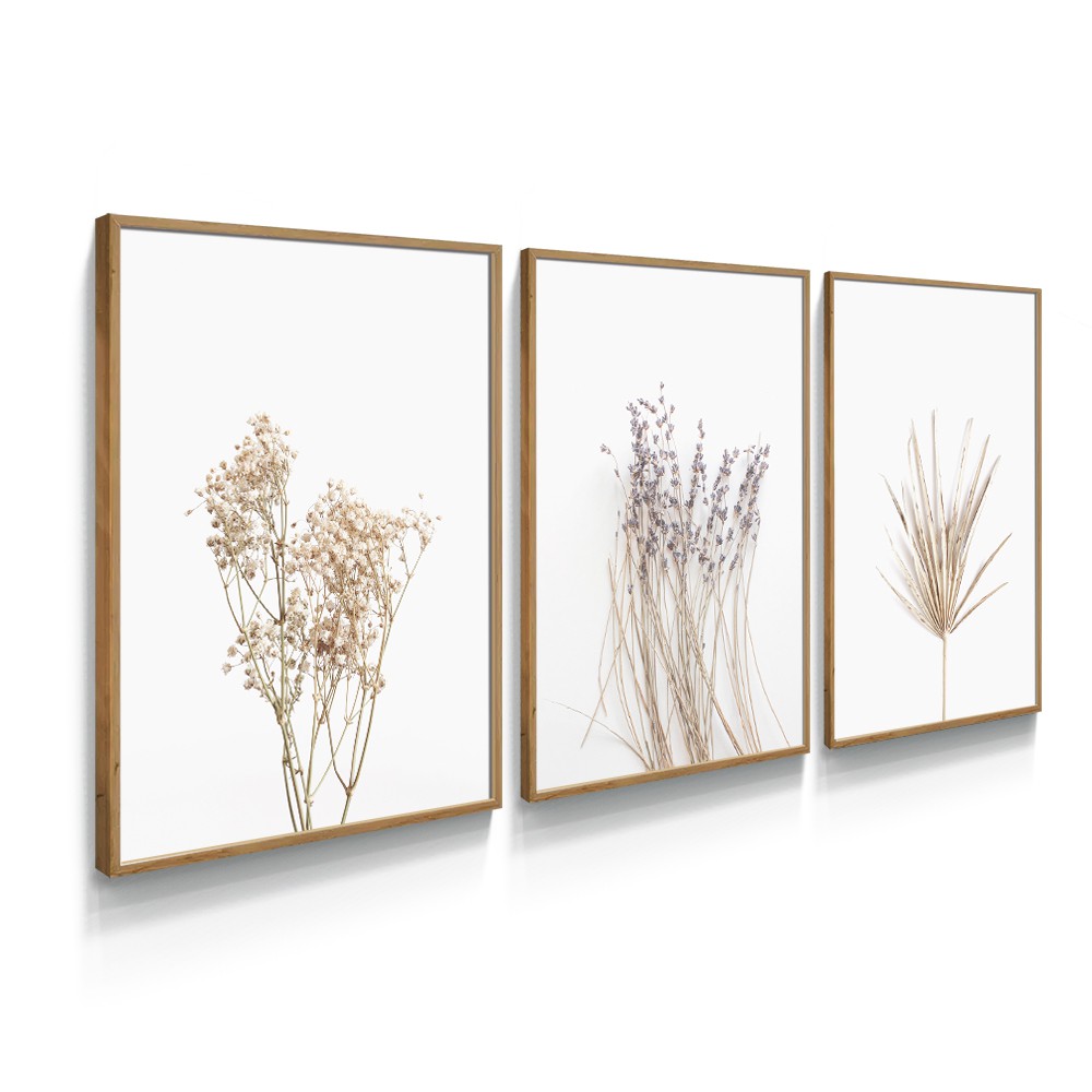 Quadro Decorativo com Moldura e Vidro Tamanho A2 Botânico Minimalista Floral Moderno Para Sala Quarto Escritório