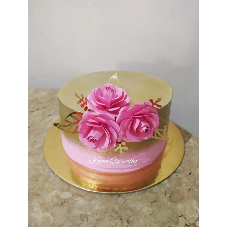 Topo de Bolo Topper Tags Flores Rosa | Shopee Brasil