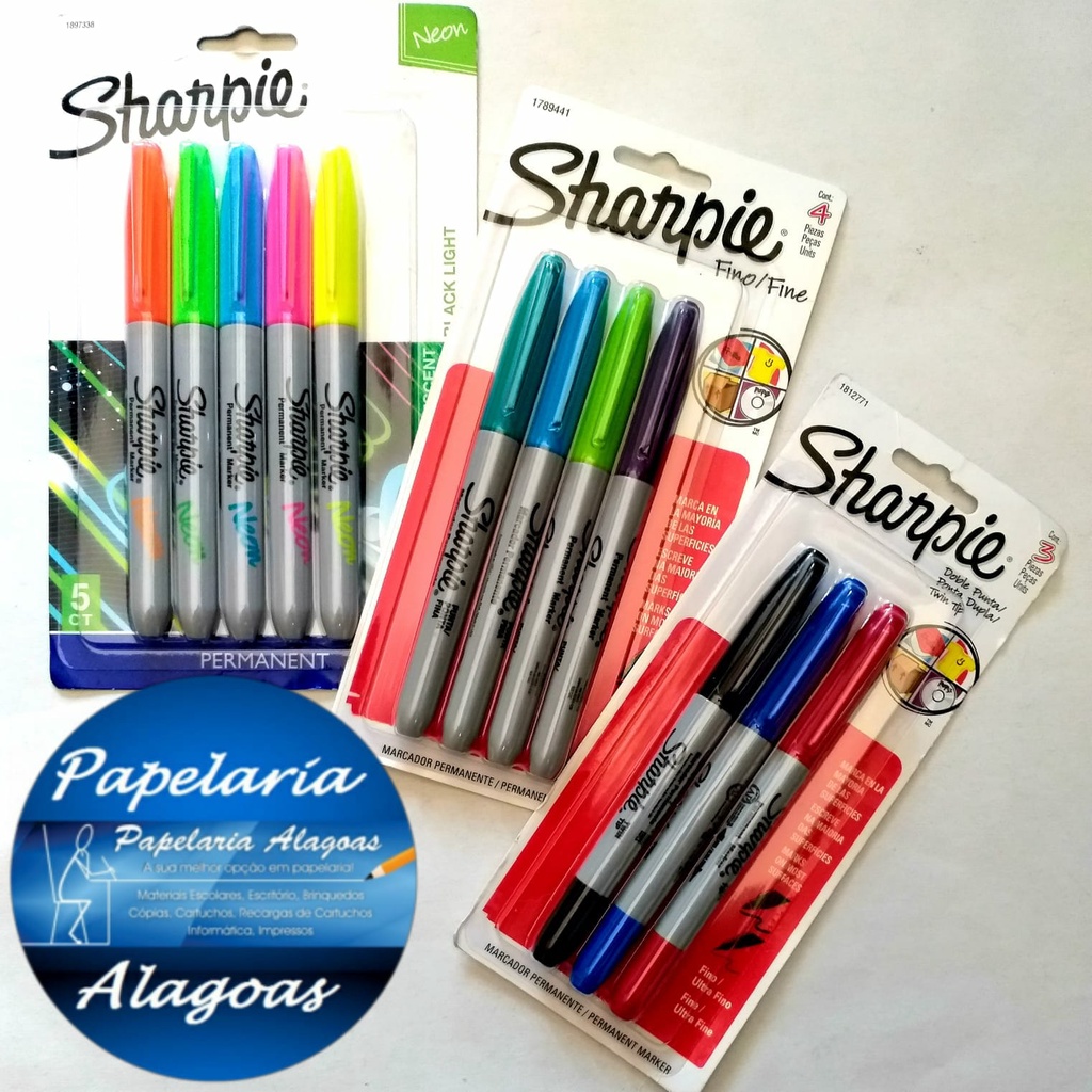 Marcador Permanente Sharpie Multiuso Doble Punta Fina y Ultra Fina Azul