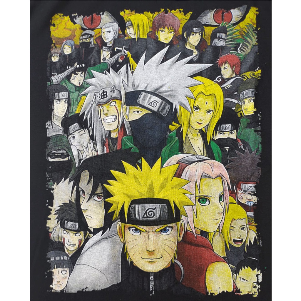 Camiseta juvenil anime clássico preta, Naruto