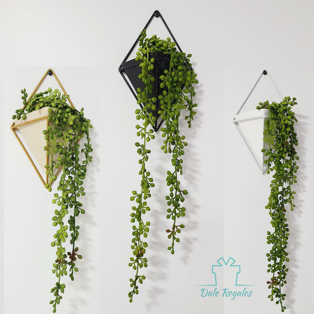 Vaso Trigg Cachepot de Parede Triangular com Suporte Aramado