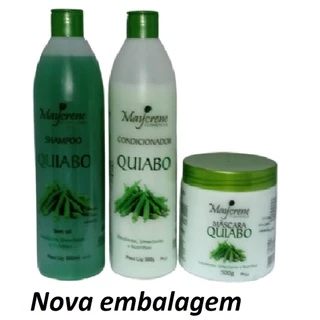 Kit Baba De Quiabo Maycrene 3x500ml ( Shampoo + Condicionador + Máscara ) cabelos hidratados por mais tempo.