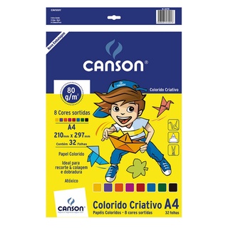 Bloco Papel Colorido CANSON Criativo A4 80g/m2