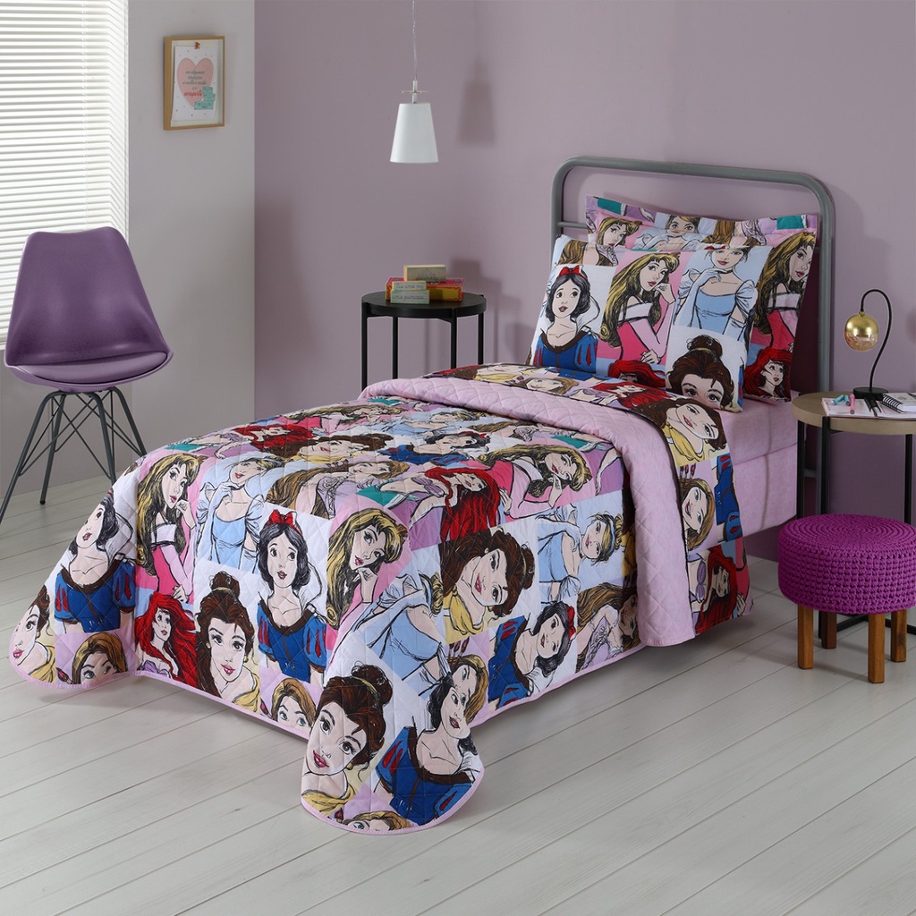 Colcha Princesas Dupla Face Solteiro Disney - 02 Pçs | Shopee Brasil