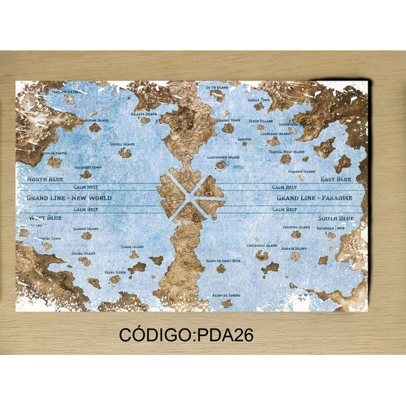 Placa Decorativa - One Piece Mapa Grand Line - Escorrega o Preço