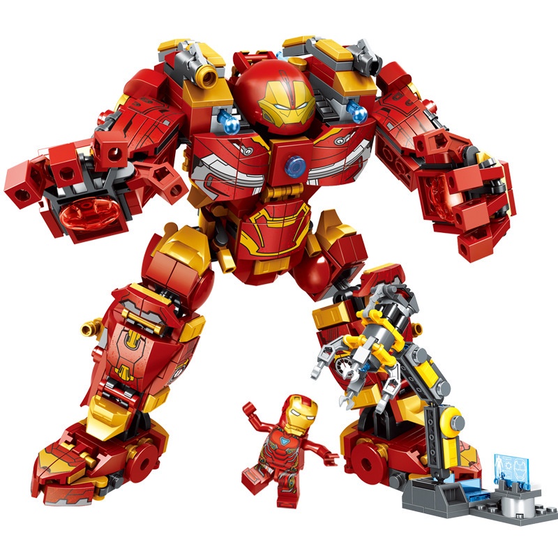 568 Pcs Lego Marvel Avengers Super Herói Homem De Ferro Mecha Hulkbuster MK44 Figuras Blocos De Construção Brinquedos Presente Para Crianças