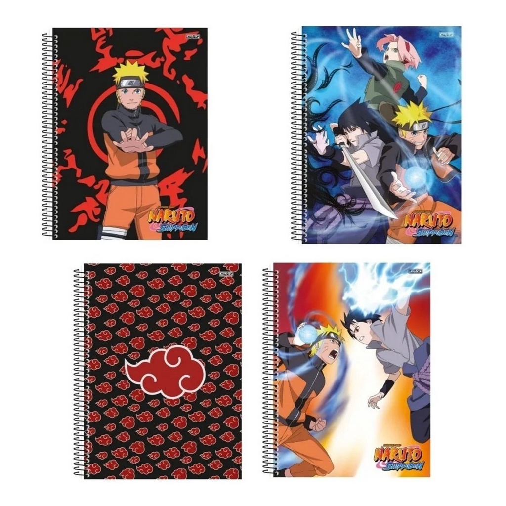 Caderno Universitário Espiral 10M Capa Dura 160 Fls Naruto