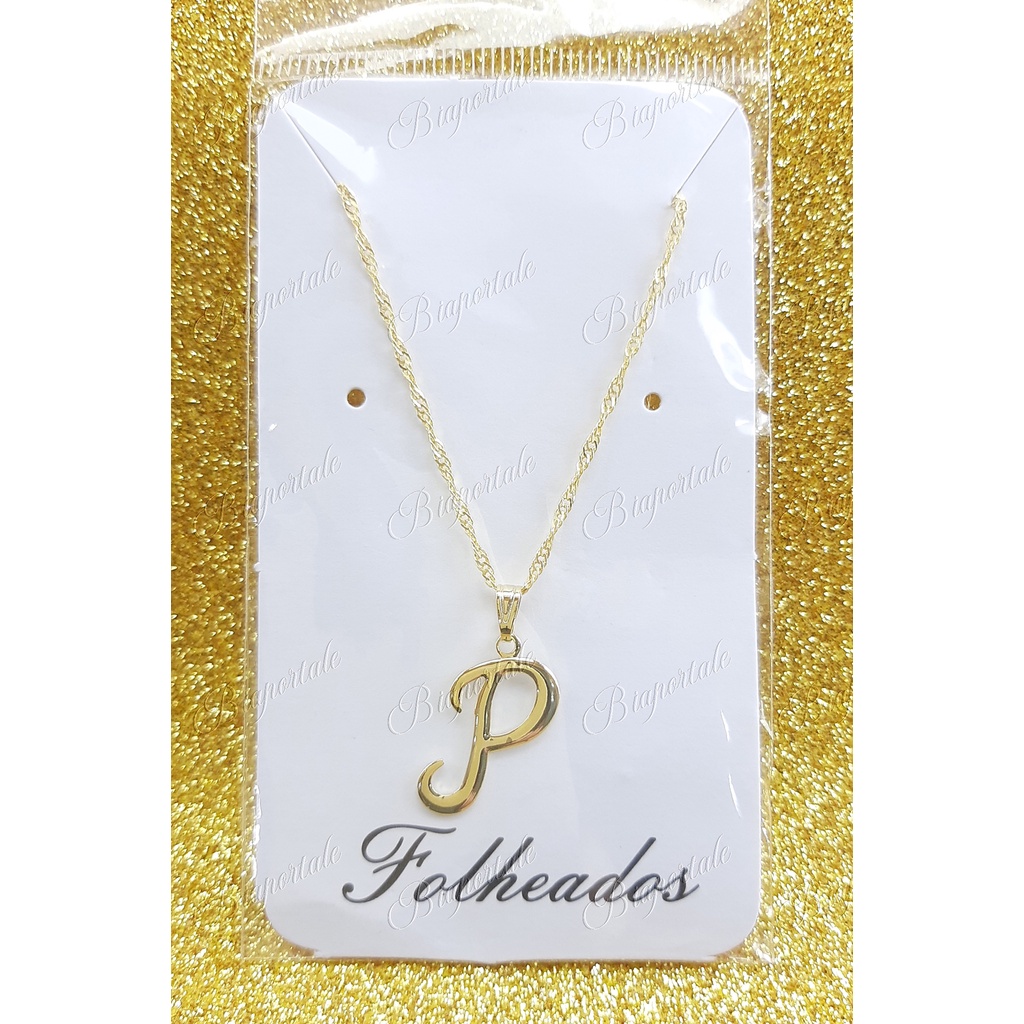 Colar pingente Letra P Inicial nome dourado folheado Ouro 18k | Shopee ...