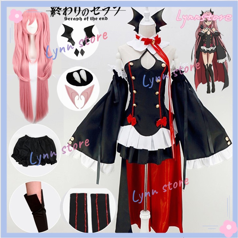 Seráfico De Anime Do Fim Owari no Seraph Krul Tepes Cosplay Fantasia Uniforme Peruca Roupa De Camareira De Halloween Para Mulheres