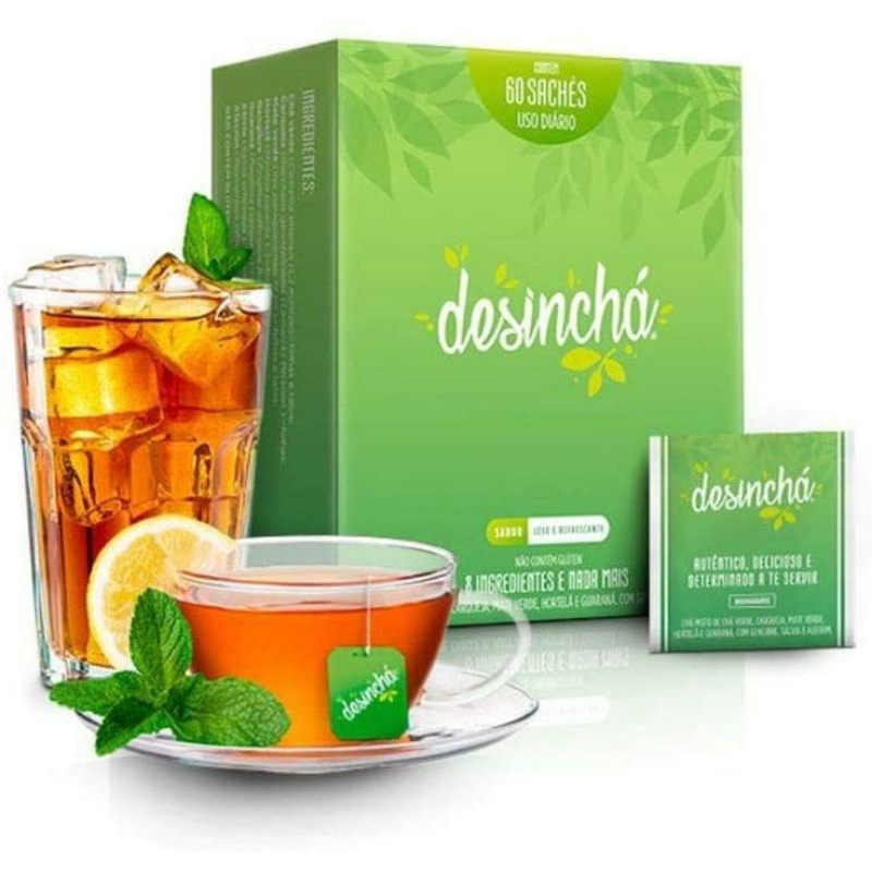 Desinchá Dia Chá diurético com 60 sachês | Shopee Brasil