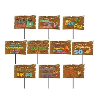 Kit Plaquinhas Divertidas para fotos Junina