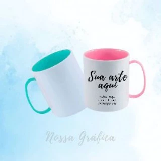 PERSONALIZE DO SEU JEITO! caneca de polímero personalizada alça colorida e interno colorido