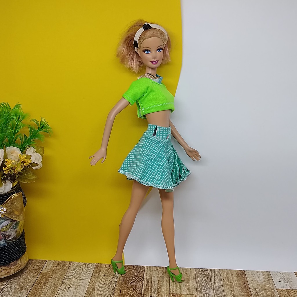 Roupa Para Boneca Barbie Retrô Evangélica Saia Blusa Sapatos