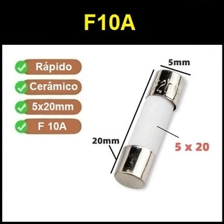 5 Fusível Cerâmico 5x20mm F10a 10a 10000ma 250v