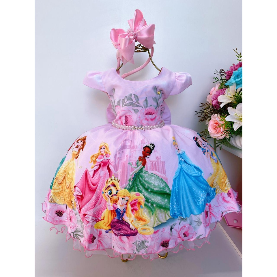 Vestido Princesas Disney festa infantil | Shopee Brasil