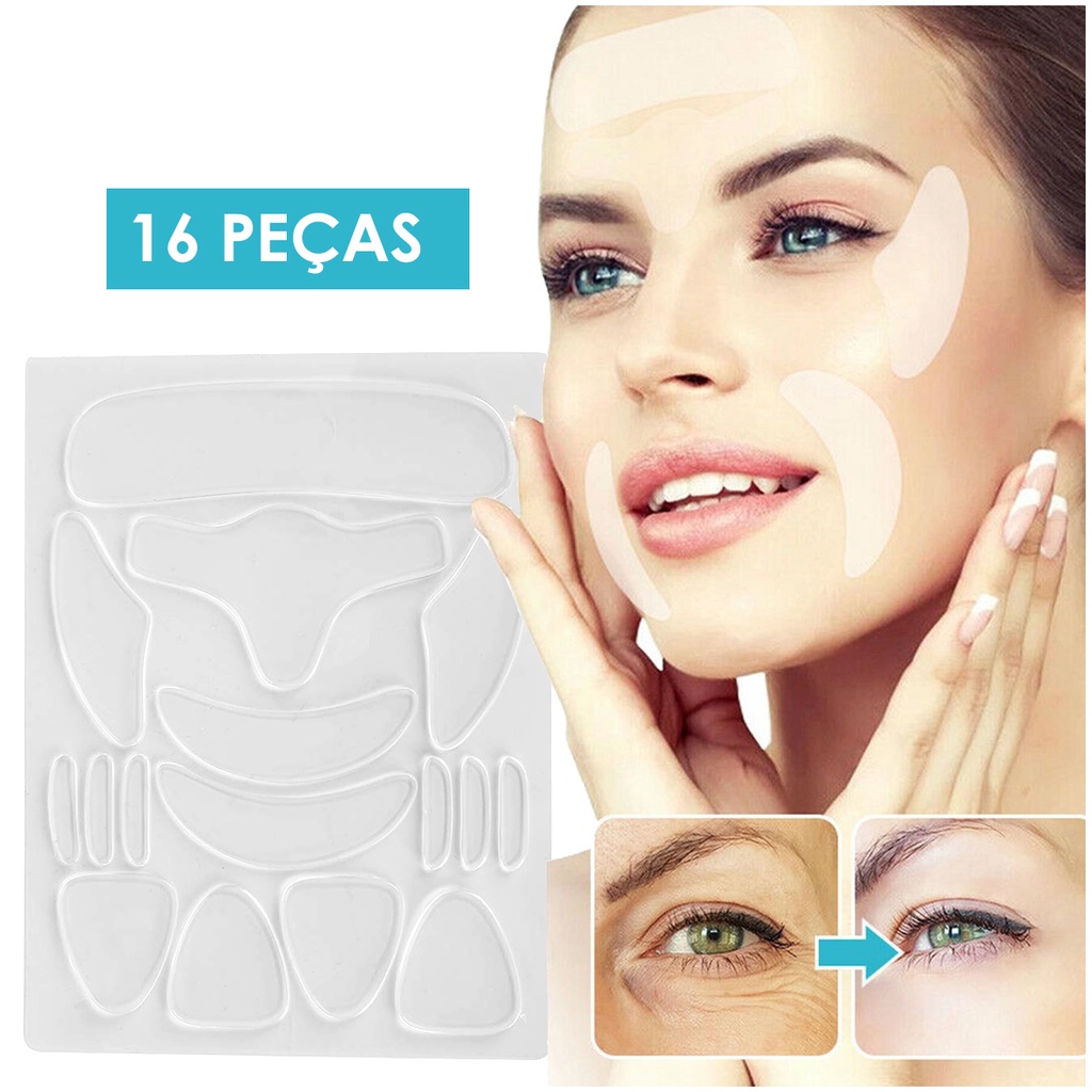 Silicone Adesivo Anti-rugas Rosto Testa 16 Pecas Kit Completo | Shopee ...