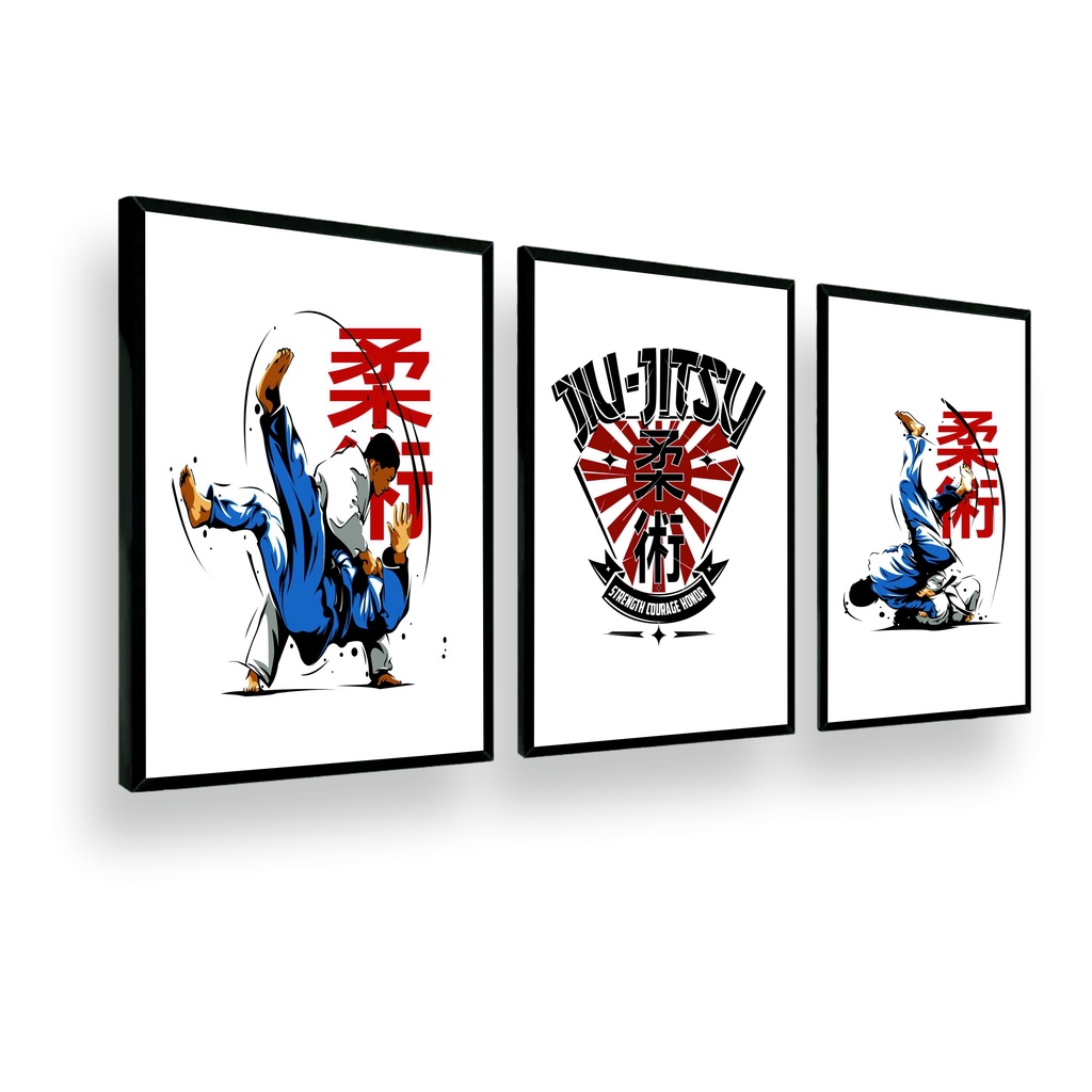 Quadro Decorativo Kit Quarto Anime Filme Serie Jiu Jitsu Luta Olimpiadas Retro