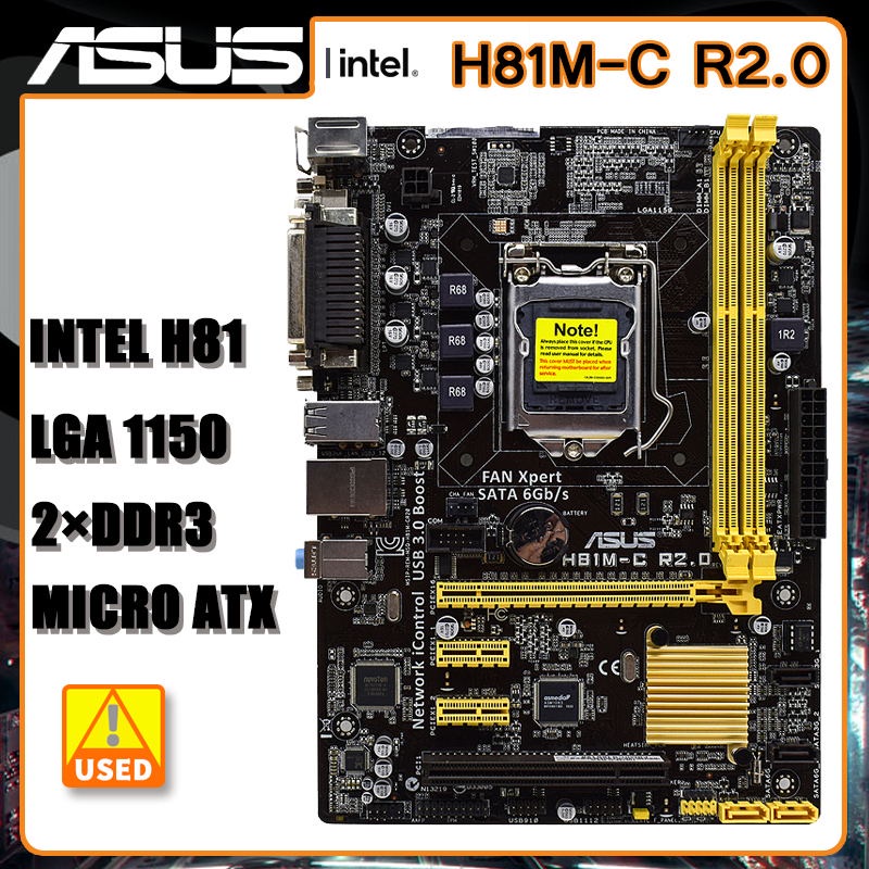 ASUS H81M-C MicroATX Motherboard – LGA1150, DDR3, DVI/D-Sub, USB 3.0 – Tested Working With I/O Shield