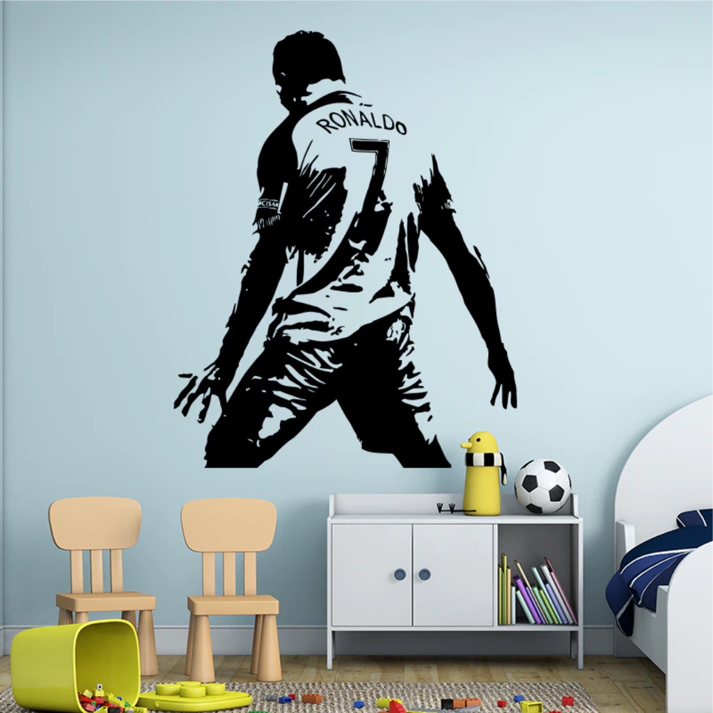 adesivo de parede personalizado decorativo infantil para quarto sala cr7  cristiano ronaldo jogador de futebol
