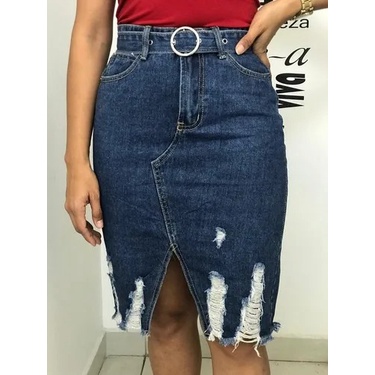 Saia jeans best sale midi justa